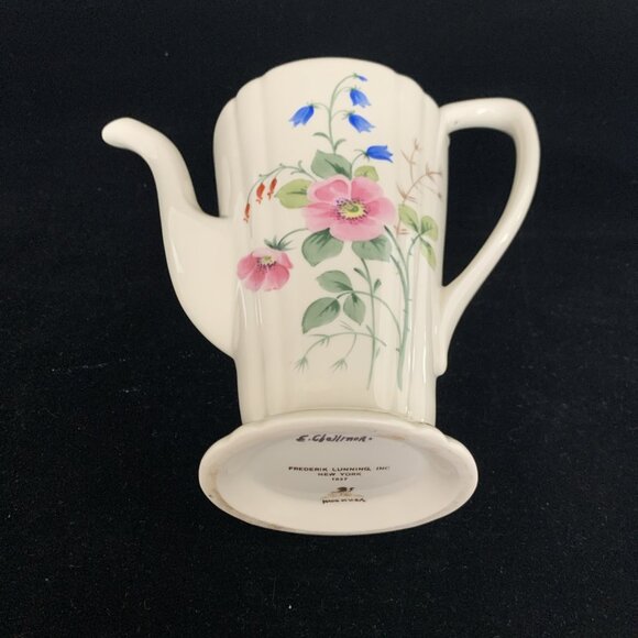 Frederik Lunning E Challinor Porcelain Coffee Pot w/ Lid 7.5" Floral Design Vtg - Picture 9 of 12
